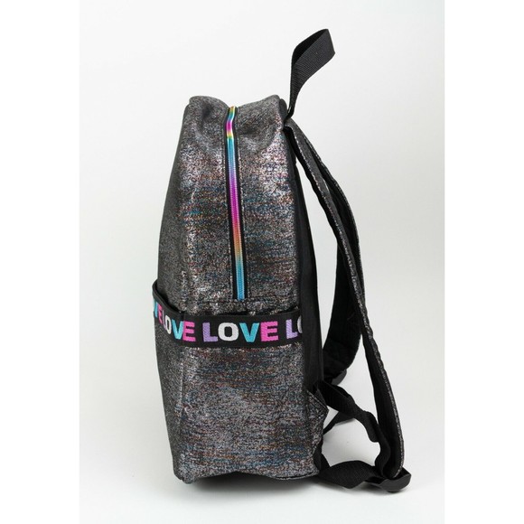 Claire's NWT Multicolor Shiny 15" LOVE Multi-Pocket Backpack w/ Laptop Sleeve - Picture 4 of 10